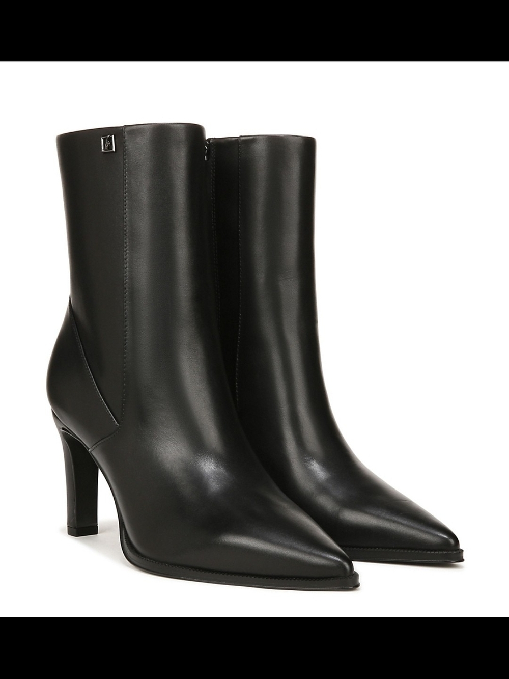Franco Sarto Black Pointed-Toe Mid-Heel Ankle Boots
